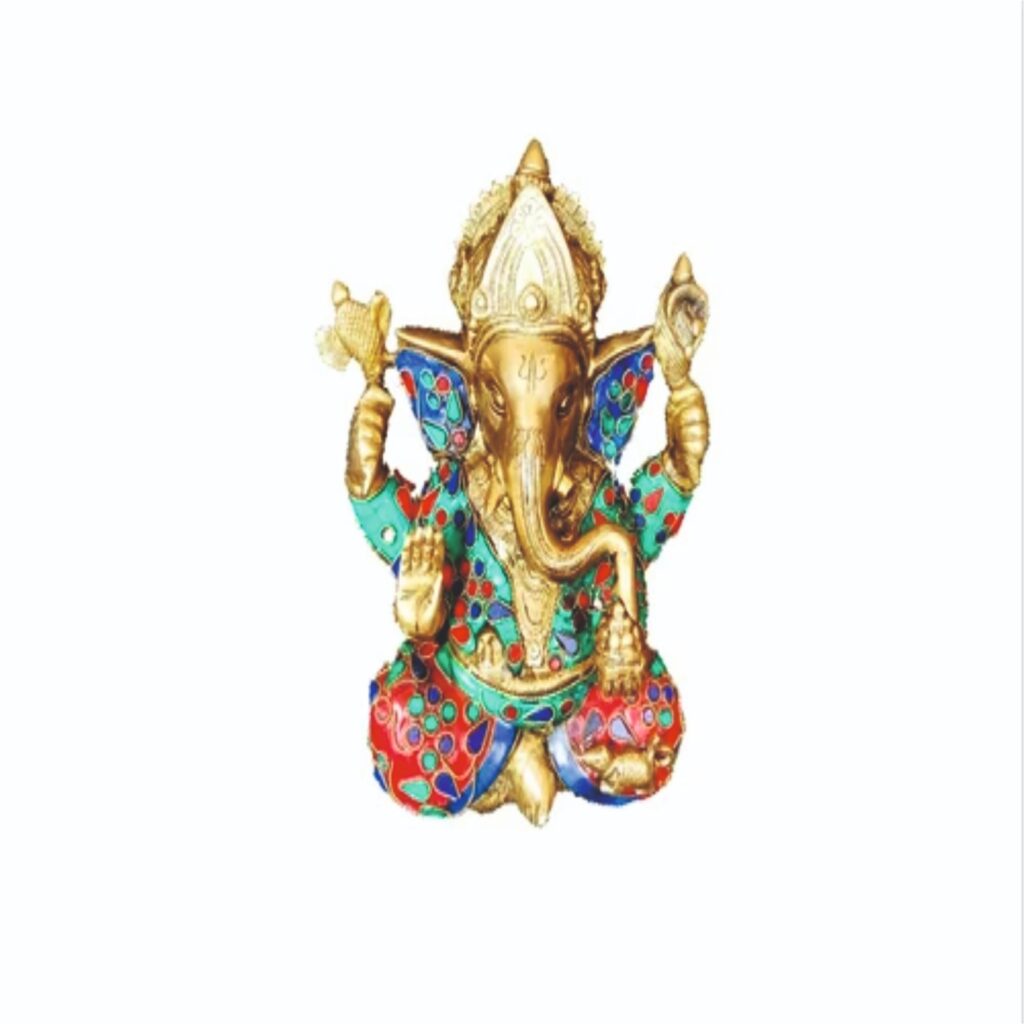 Image shows an antique decorarive Ganesh Idol made from Brass