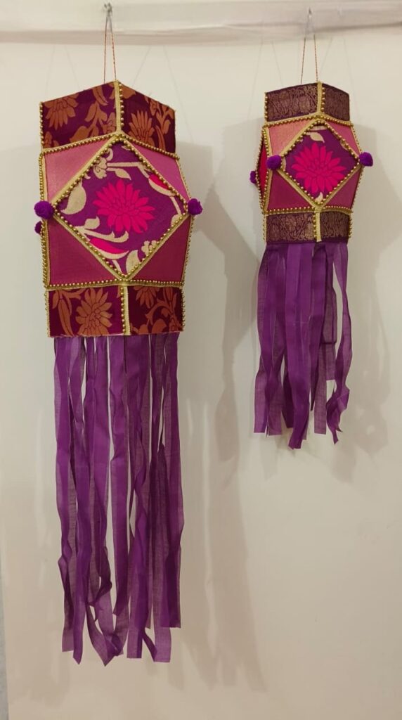 Image shows a vibrant Diwali Lantern (Akash Kandil)