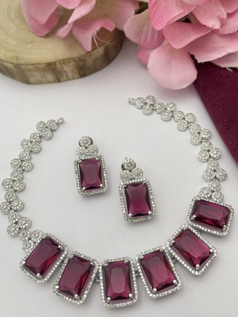 Image shows a AD Cubic Zirconia Necklace Set