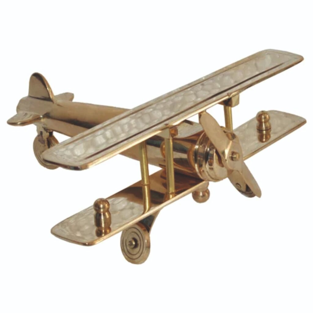 Image shows a Brass aeroplane for home decor