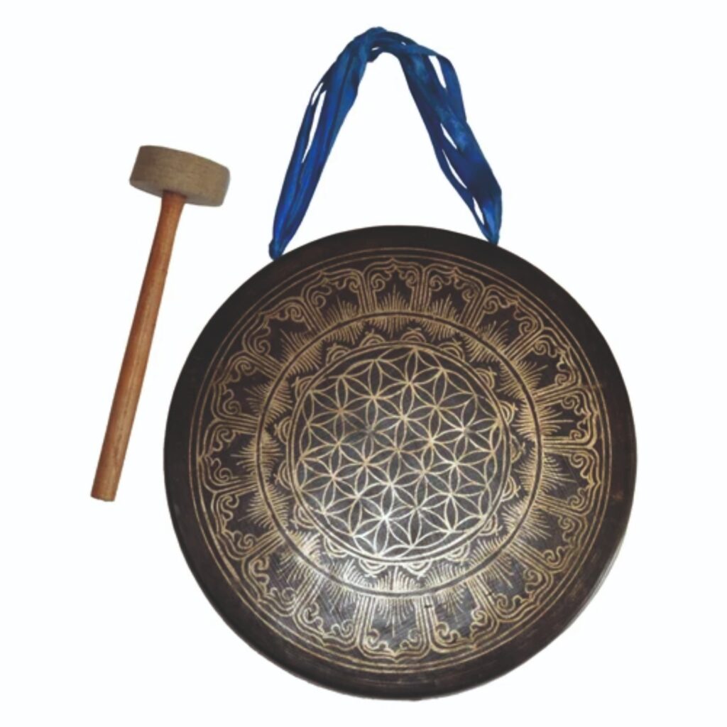 Image shows a Brass Gong with mallet