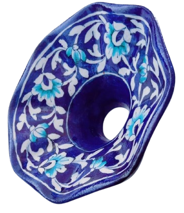 Image shows a blue pottery Blue Decorative Hanging light lamp