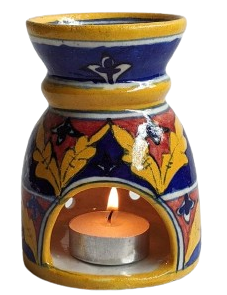Image shows a blue pottery Handmade Aroma Diffuser