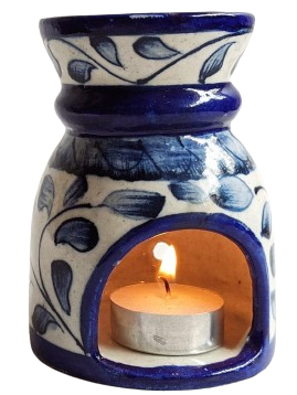 Image shows a blue pottery Handmade Aroma Diffuser