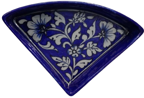 Image shows a Blue Pottery Stylish Handmade Tray - dark blue